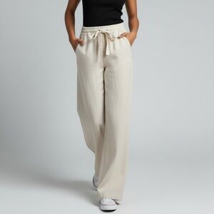 Sienna Sky Rayon Linen Blend Cropped Pants Ecru Beige Womens Size XL Casual